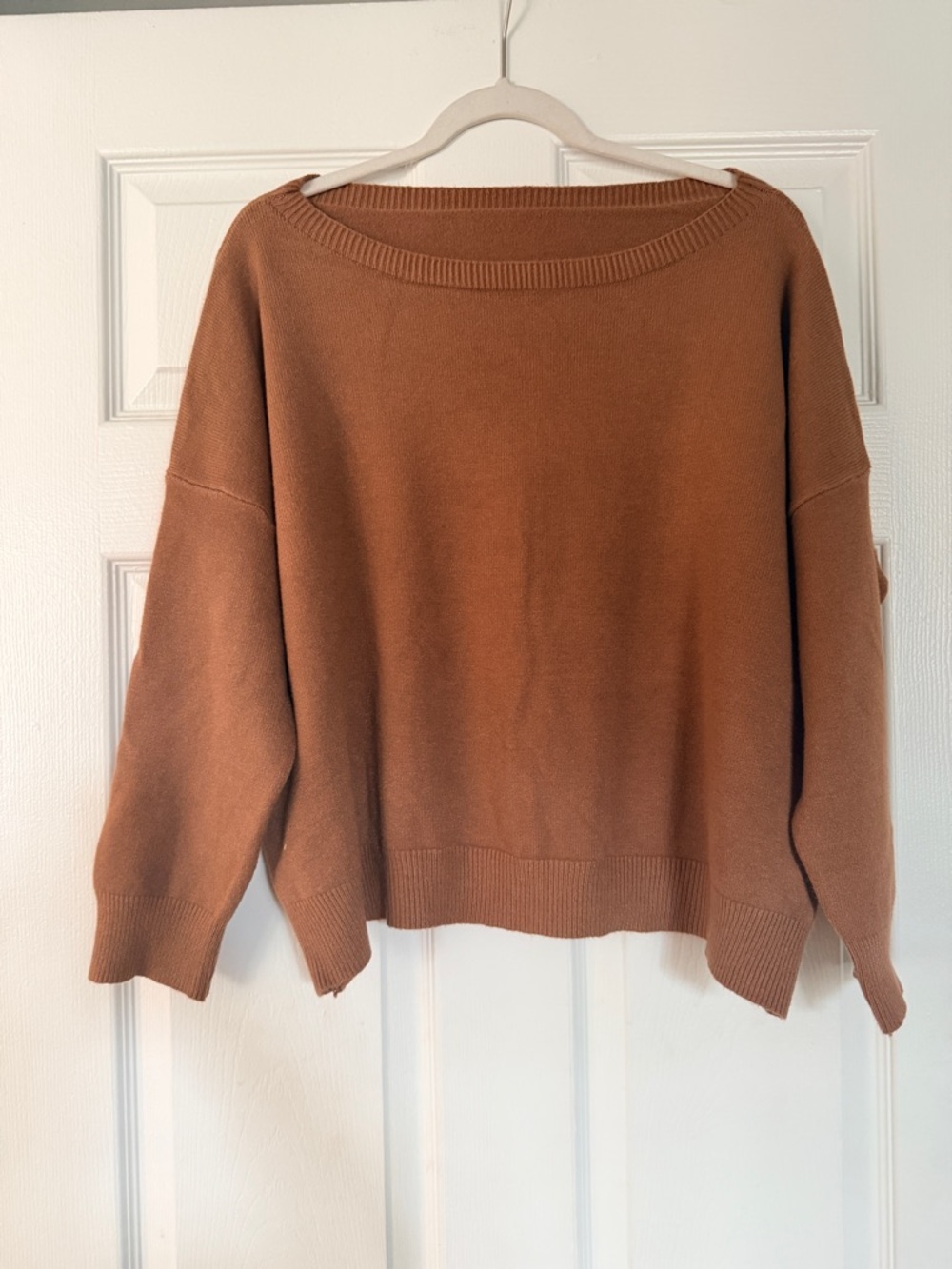 Women's Cozy Boatneck Sweater - Rust Brown